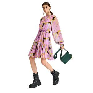 NWT Essentiel Antwerp lilac chiffon Chives print dress